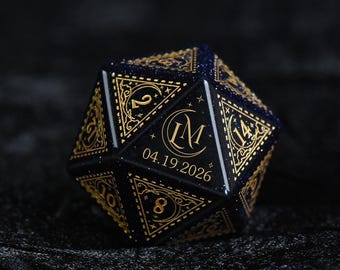 Custom Wedding Dice | Custom Dice D20 | Dungeons & Dragons | DND Dice | Stone Dice | Black Dice | Groom dice | Bride Dice | Marriage dice