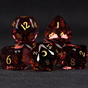 Polyhedral Brown glass gemstones DND dice,Gemstone Dice Polyhedral DND Dice with Gift Box, magic the gathering groomsmen, dnd gifts