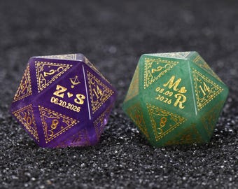 Custom Wedding Dice - Stone Dice Set, Dnd Dice Set, Dnd Gifts, Engagement Gift, Wedding Gifts, Custom D20 | Marriage dice