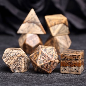 Full Set  Picture Stone Dice Set Set Warlock Style - Dungeons and Dragons, RPG Game,personalization dcie