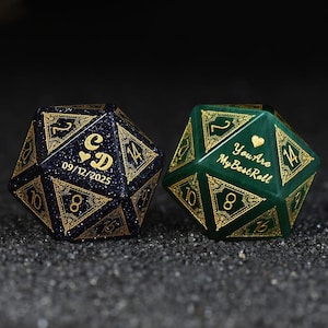 Custom Wedding Dice | Custom Dice D20 | Dungeons & Dragons|DND Dice|Stone Dice| Blue sandstone Dice | Groom dice | Bride Dice|Marriage dice