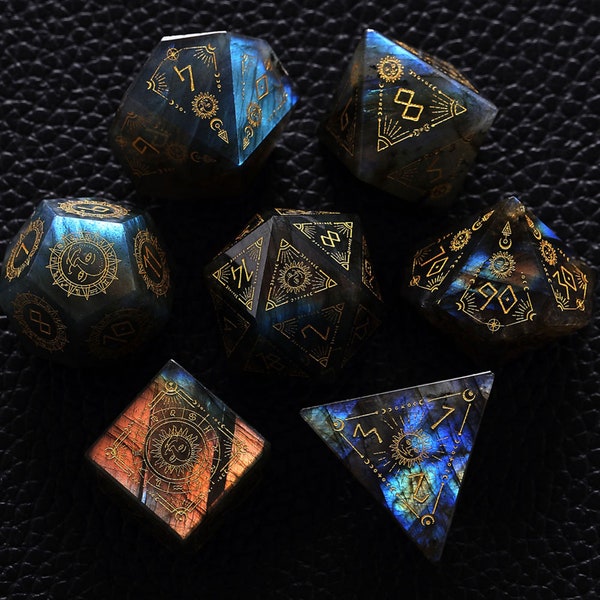 Labradorite Dice Set: Warlock Style Polyhedral Dice for D&D