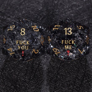 F Word Dice Set | Custom Dice D20 | Dungeons & Dragons | DND Dice | Stone Dice | Grey Dice