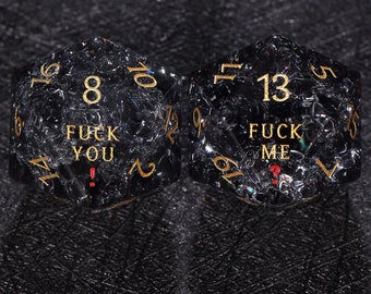 F ワード ダイス セット | カスタム ダイス D20 | ダンジョンズ & ドラゴンズ | DND ダイス | ストーン ダイス | グレー ダイス