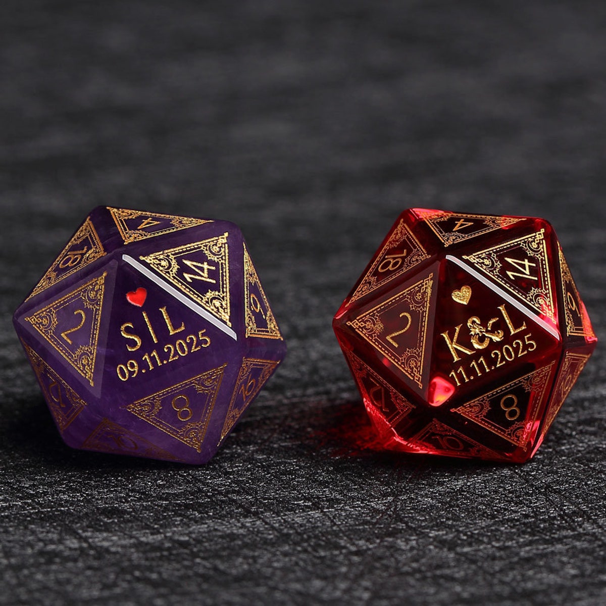 Custom Wedding Dice | Custom Dice D20 | Dungeons & Dragons | DND Dice | Stone Dice | Black Dice | Groom Dice | Bride Dice | Marriage Dice - Etsy