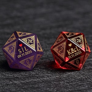 Custom Wedding Dice | Custom Dice D20 | Dungeons & Dragons | DND Dice | Stone Dice | Black Dice | Groom dice | Bride Dice | Marriage dice