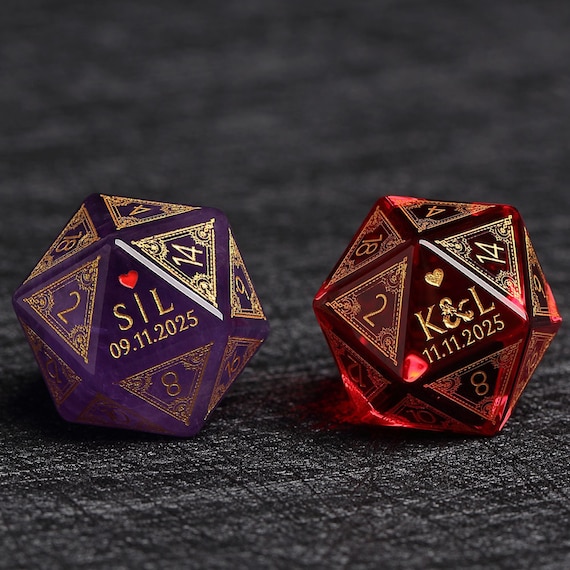 Custom Wedding Dice | Custom Dice D20 | Dungeons & Dragons | DND Dice | Stone Dice | Black Dice | Groom dice | Bride Dice | Marriage dice
