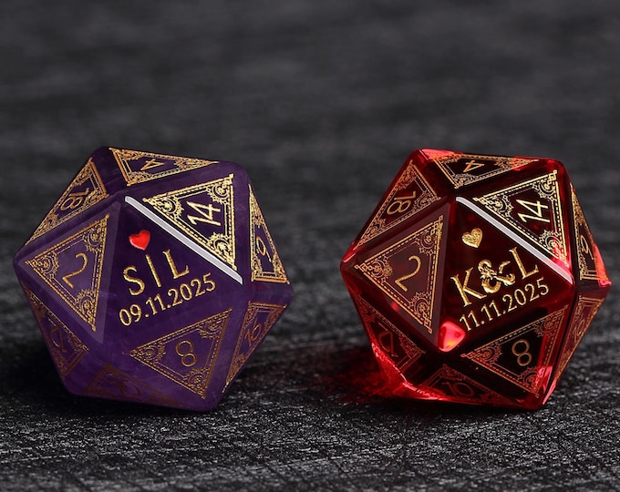 Custom Wedding Dice | Custom Dice D20 | Dungeons & Dragons | DND Dice | Stone Dice | Black Dice | Groom dice | Bride Dice | Marriage dice