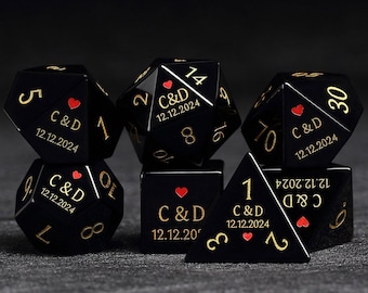 Custom Wedding Dice | Custom Dice D20 | Dungeons & Dragons | DND Dice | Stone Dice | Black Dice | Groom dice | Bride Dice | Marriage dice