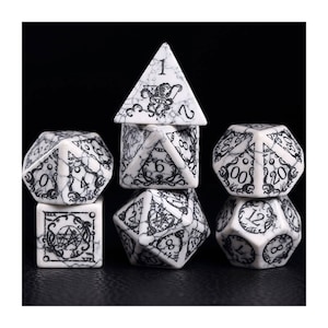 Full Set White turquoise Dice Set Set Warlock Style - Dungeons and Dragons, RPG Game-Cruise octopus dice , personalization dcie
