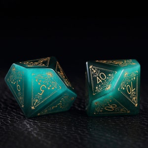 Full Set Gemstone Green Cats Polyhedral Dice Set-Dungeons and Dragon Raised Dice, RPG Game Electroplated Digital Pixel Art RPG,custom dcie image 7