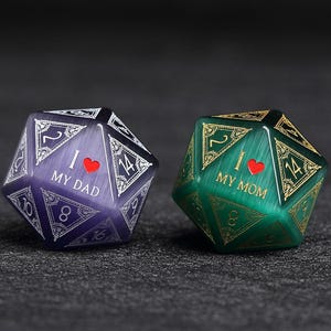 Custom Mother Dice | Custom Dice D20 | Dungeons & Dragons | DND Dice | Stone Dice | Black Dice | Mother&#39;s Day dice | Father&#39;s Day dice