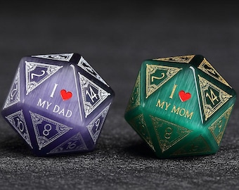 Custom Mother Dice | Custom Dice D20 | Dungeons & Dragons | DND Dice | Stone Dice | Black Dice | Mother's Day dice | Father's Day dice
