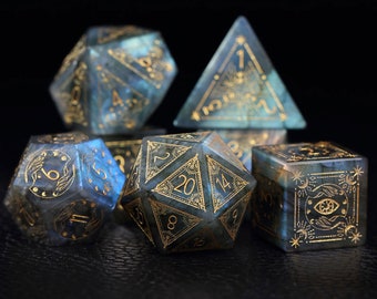 Labradorite Dice Set: Warlock Style Polyhedral Dice for D&D