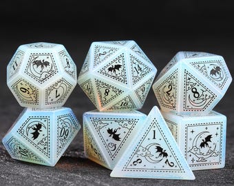 Opaal zandsteen dobbelstenenset: polyhedrale RPG gaming-dobbelstenen / NST-dobbelstenen / Nebula Dragon-serie, Nebula Dragon DND-dobbelstenenset