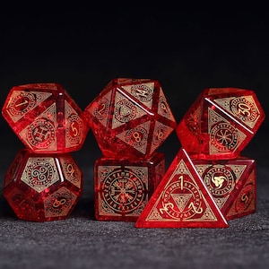 Full garnet Set - Dungeons and Dragon Raised Dice, RPG Game Electroplated Digital Pixel Art RPG,personalization dcie