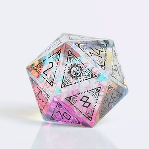 Stained DND Dice Set, Rainbow Glass Sharp Edge D&D Dice Set, Dungeons and Dragons Polyhedral RPG Gemstone Dice Set image 3