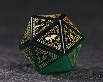 Donkergroene kattenoog zandsteen dobbelstenen set: polyhedral RPG gaming dobbelstenen / DND dobbelstenen / Nebula Dragon Series, Nebula Dragon DND dobbelstenen set