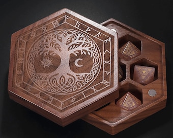 Personalized dice Box, Custom dice tray, Dice box and tray, Wyvern Dice Vault for RRG, Wooden Dice Holder Chest, Wood Dice Storage.