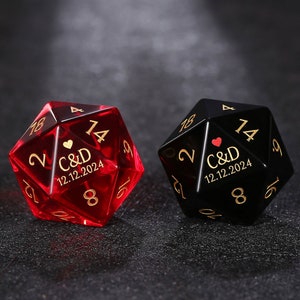 Custom Wedding Dice | Custom Dice D20 | Dungeons & Dragons | DND Dice | Stone Dice | Black Dice | Groom dice | Bride Dice | Marriage dice