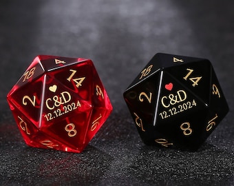 Custom Wedding Dice | Custom Dice D20 | Dungeons & Dragons | DND Dice | Stone Dice | Black Dice | Groom dice | Bride Dice | Marriage dice