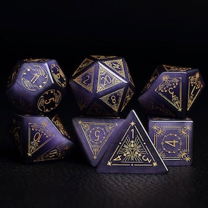 Full Set amethyst Polyhedral Dice Set Set Warlock Style - Dungeons and Dragons, RPG Game,personalization dcie