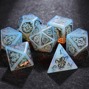 Conjunto completo de ópalo: mazmorras y dados elevados de dragón, juego de rol, RPG de arte de píxeles digitales electrochapado, dcie de personalización