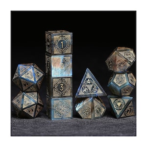 Full Set Labradorite Polyhedral Dice Set Set Warlock Style - Dungeons and Dragons, RPG Game,personalization dcie