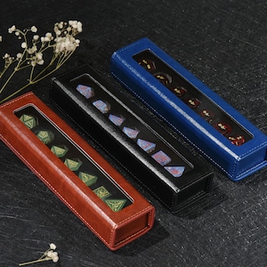 Leather Dice Display Box: Magnetic Closure, D&D Dice Storage