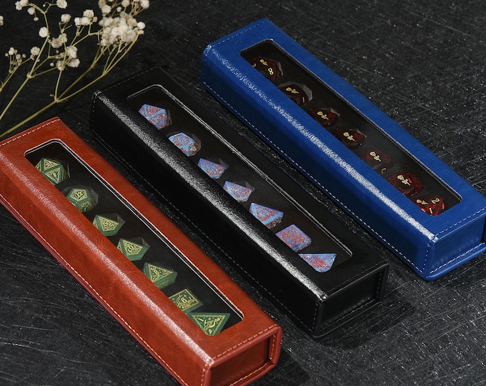 Leather Dice Display Box: Magnetic Closure, D&D Dice Storage