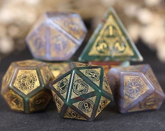 Full Set Indian agate dice Set Warlock Style - Dungeons and Dragons, RPG Game,personalization dcie,agate dice Set