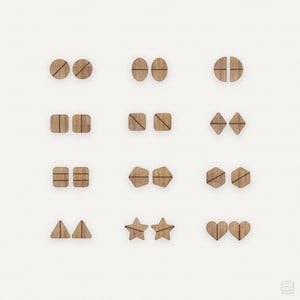 Forme di base FILE DIGITALE 12 pacchi orecchini set borchia laser cutter glowforge svg eps pdf file vettore duo dual tone verniciabile cerchio cuore stella