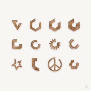Juego de 12 pendientes colgantes con aros geométricos, ARCHIVO DIGITAL, paquete de madera, accesorios de joyería, corte láser, glowforge, svg, eps, vector, redondo, bohemio, acrílico