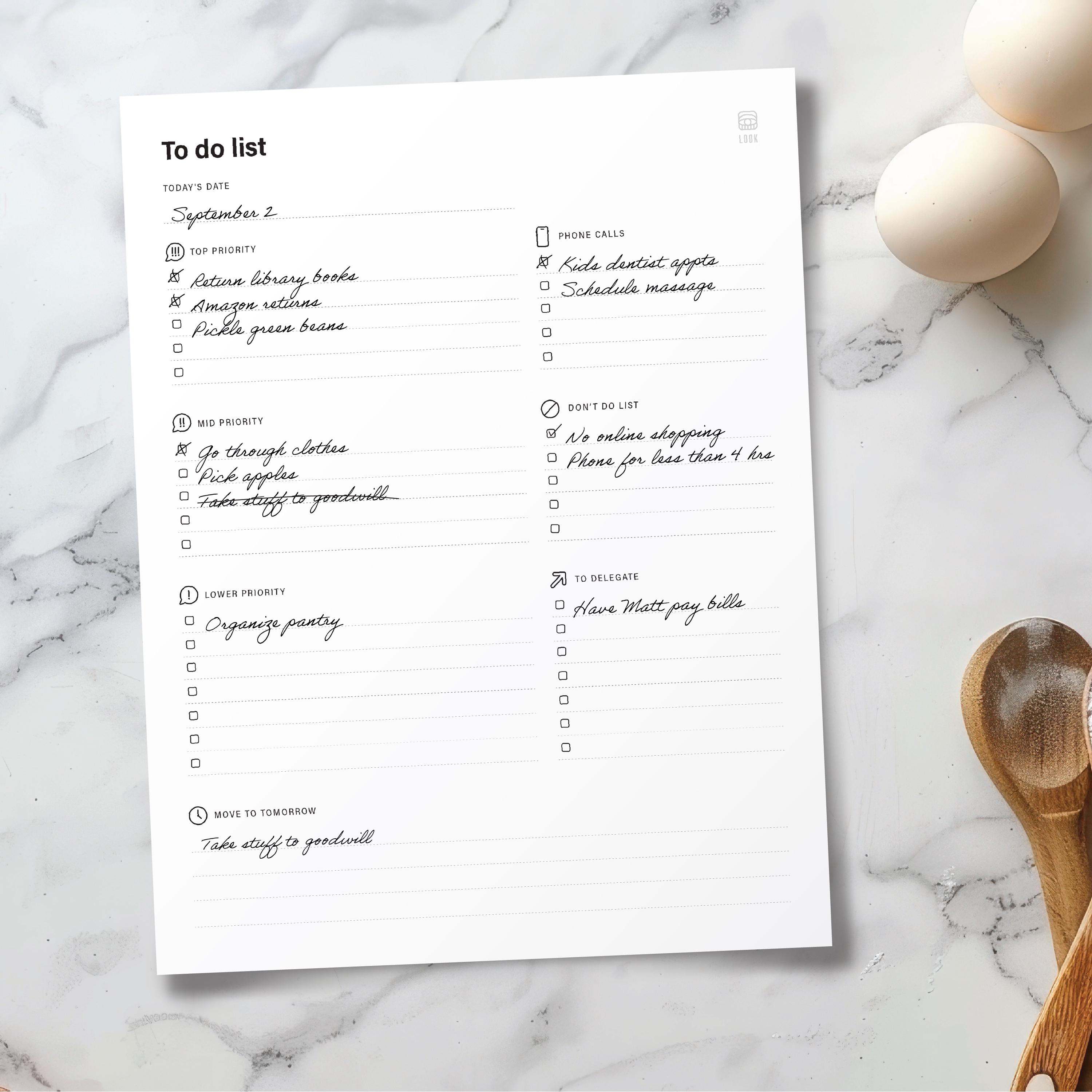 To Do List | DIGITAL DOWNLOAD | PDF | Instant Download | Personal ...