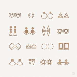 Set 6 DIGITAL FILE dangle earrings 16-piece raffia wood bundle jewelry findings laser cut glowforge svg eps vector silhouette cricut boho
