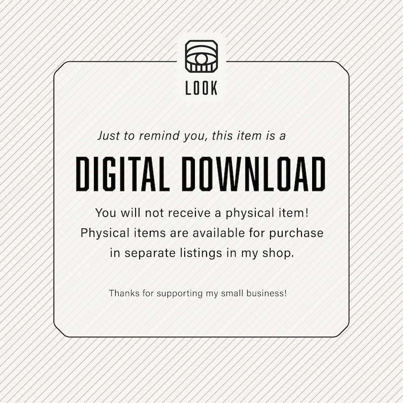 Just to remind you, this item is a digital download. You will not receive a physical item! Physical items are available for purchase in separate listings in my shop. Thanks for supporting my small business!