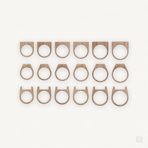 Ensemble de bagues couronne plate fichier numérique taille 5 à 10 cutter laser glowforge svg eps ai pdf fichier vectoriel bois acrylique mer verre argile pierre rock gemme