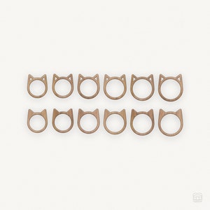 猫耳デジタルファイル リングセット サイズ5～10 レーザーカッター GlowForge Cricut シルエット SVG EPS AI PDFファイル ベクター 木材 アクリル 子猫