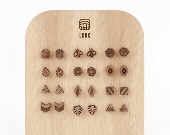 Walnut wood studs – handmade lightweight hypoallergenic laser cut engraved glowforge stud earrings