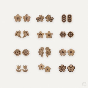 FILE DIGITALE floreale 12 pacchi orecchini set borchia laser cutter glowforge file SVG vettore fiore rosa margherita tulipano peonia ciliegio in fiore primavera