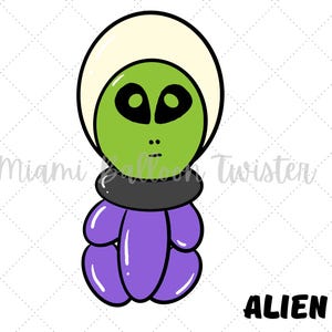 Alien Balloon Animal Clipart: 6 PNG Digital Downloads