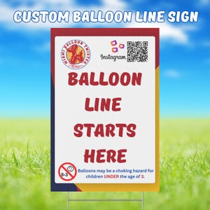 Custom Balloon Twister Line Sign: QR Code, Corrugated Plastic, 12x18&quot;
