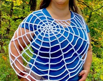 Halloween Spiderweb Crochet Shawl Pattern – Size Variations – Video Tutorial & Pictures – Beginner-Friendly PDF Download – 2 Hour Project