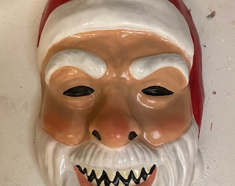 Handmade Creepy Claus Vacuum-formed Plastic Wall-Hanger Christmas Decoration or Wearable Mask