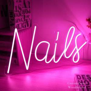 Neon Sign Nails💗 Shop Custom Press on Nails Link in bio 🥰 #fyp #nail