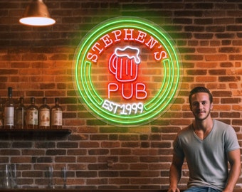 Custom Neon Bar Sign, Custom Pub Beer Signage, Beer Neon Sign, Neon Business Sign, Neon Light for Shop Signage Decorations, Custom Bar Décor