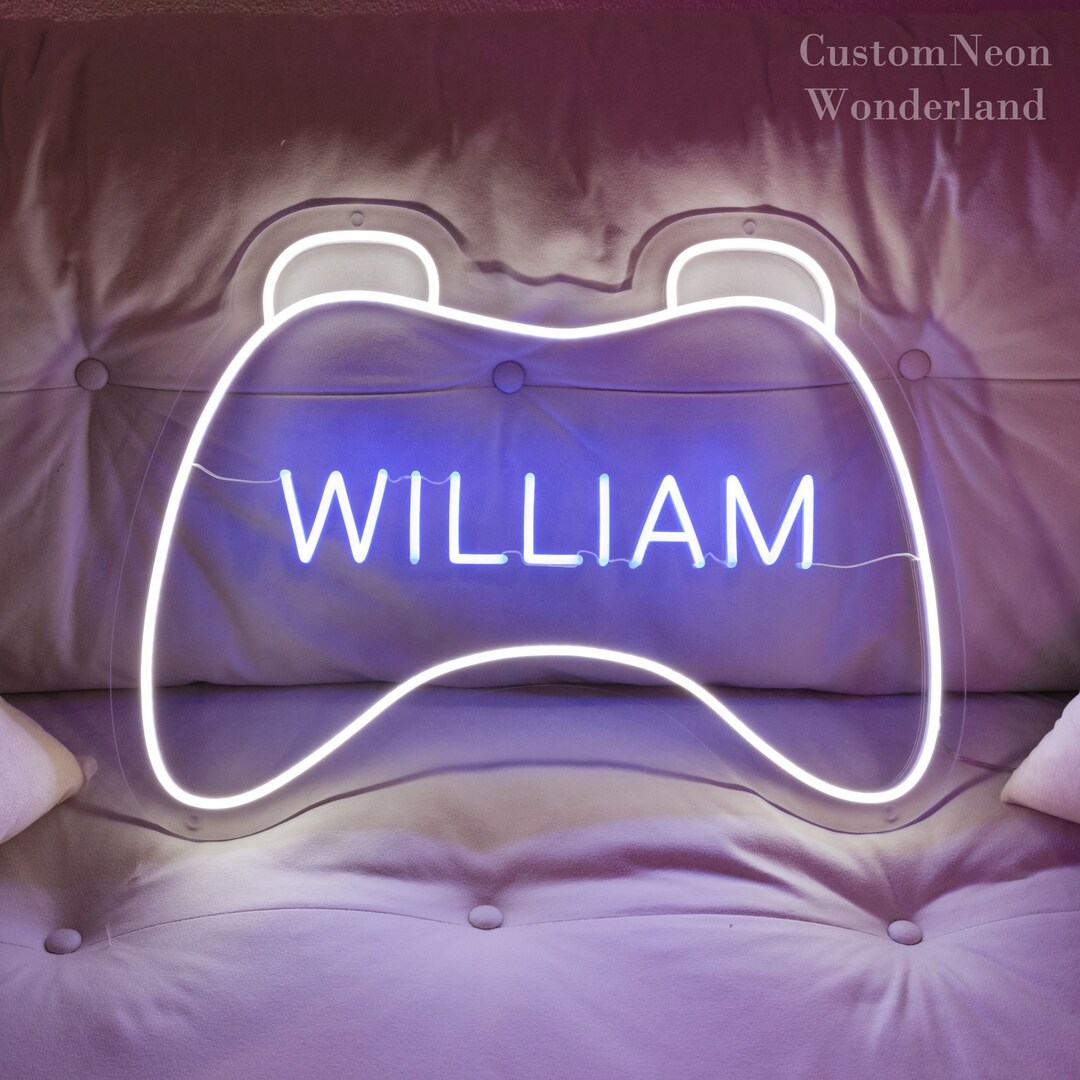 Game Controller Neon Sign, Custom Neon Name Sign With Game Controller