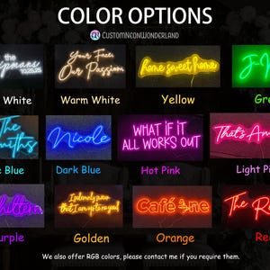 Letrero de neón personalizado para bodas, luz de neón con nombre personalizado, letrero LED para bodas para fondo, letrero con nombre de pareja a pilas, decoración de pared para recepción. imagen 10