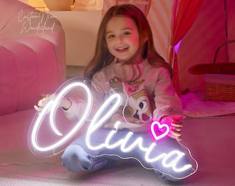 Letrero de neón personalizado con nombre para dormitorio infantil / Letrero de neón / Luz LED / Letreros de neón / Letrero de neón para guardería / Decoración de dormitorio / Letrero de neón para boda personalizado