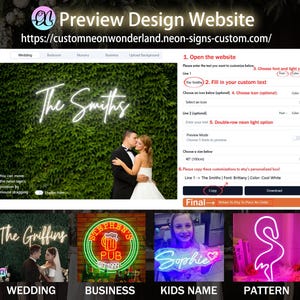 Letrero de neón personalizado para bodas, luz de neón con nombre personalizado, letrero LED para bodas para fondo, letrero con nombre de pareja a pilas, decoración de pared para recepción. imagen 11